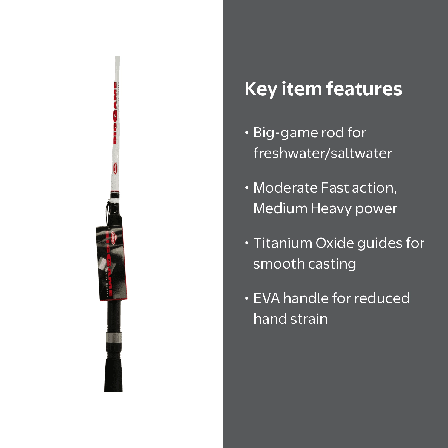 Berkley Big Game Spinning Rod, 8 Foot, Medium Heavy, 2 Piece
