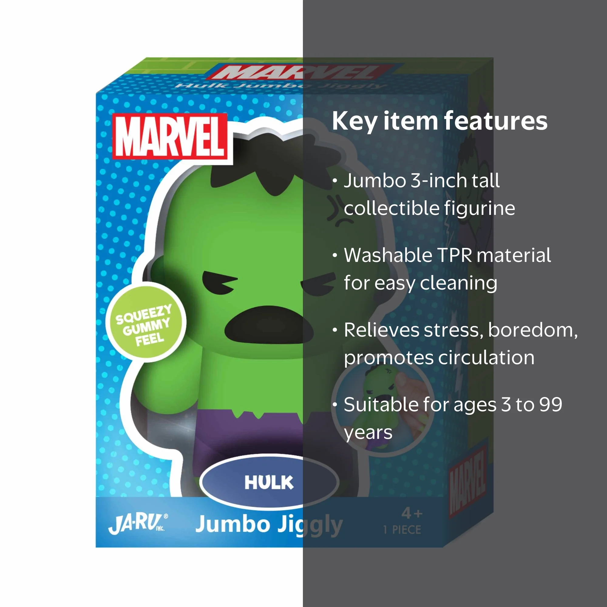 Ja-Ru Marvel Hulk Jumbo Jiggly Characters Novelty Toy Child 4+ TPR