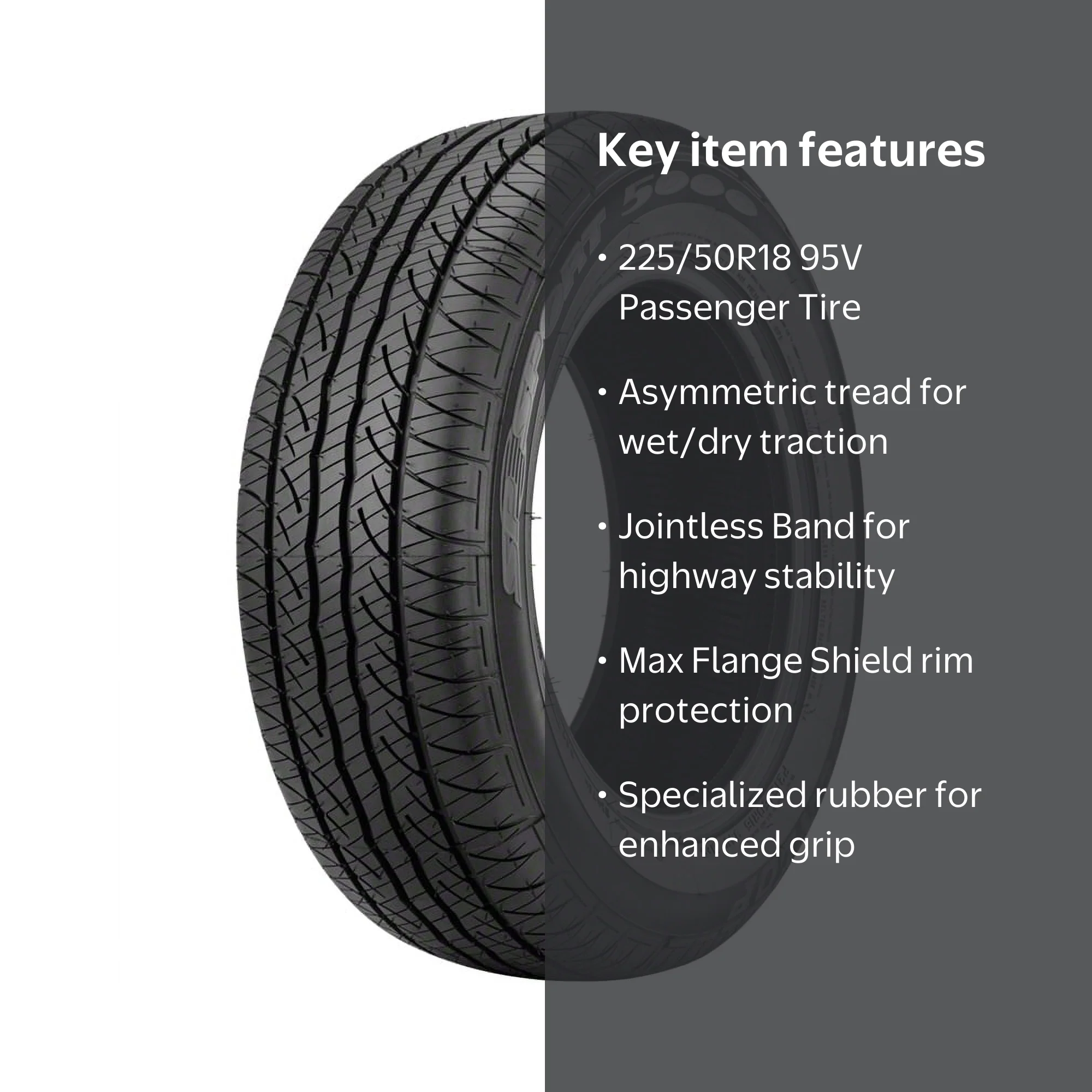 Dunlop SP Sport 5000, UHP All Season Passenger Tire, 225/50R18 95V