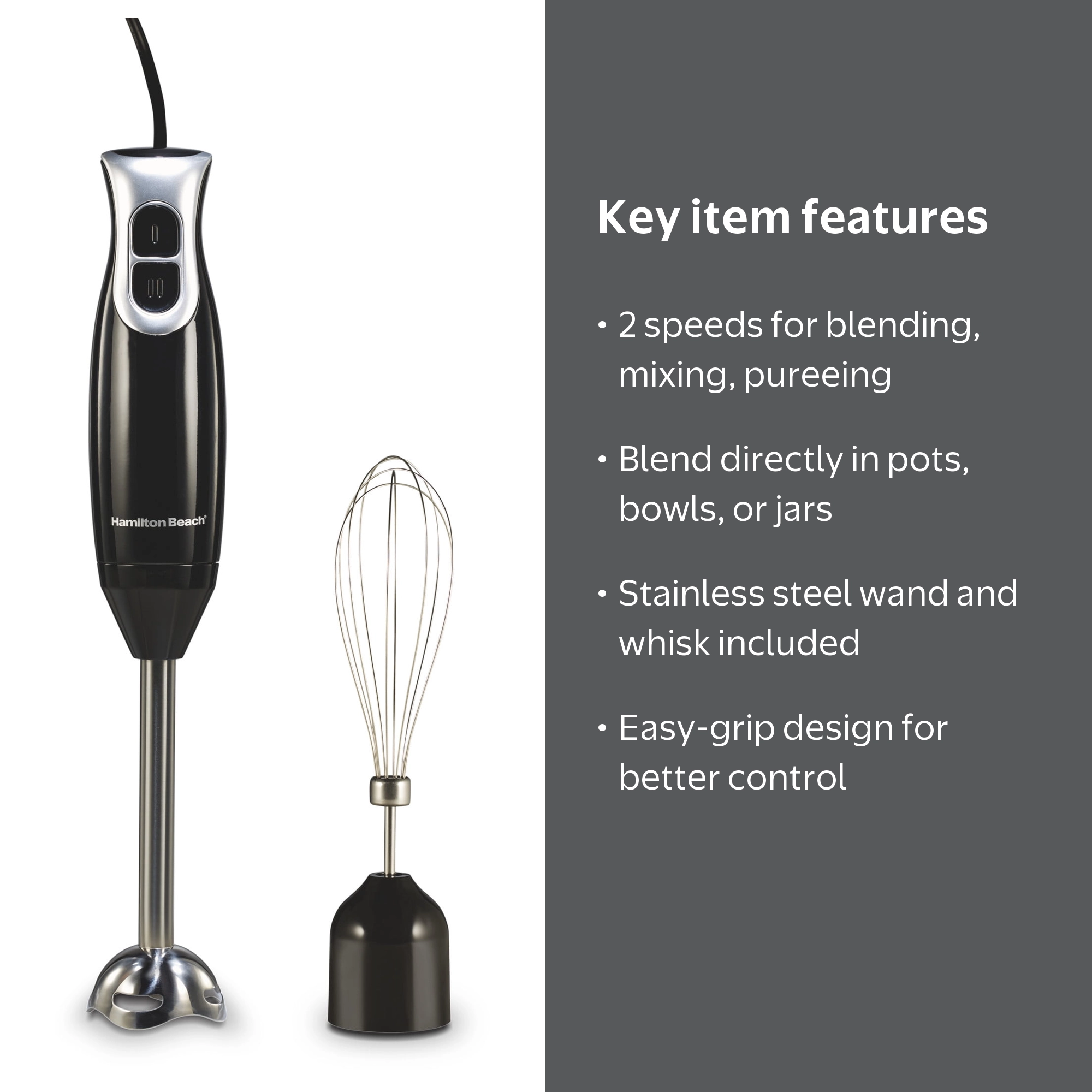 h*m様 Hamilton Beach 商業用ブレンダー Hamilton Beach Immersion Blender, 260 W 2-Speed Hand Blender for