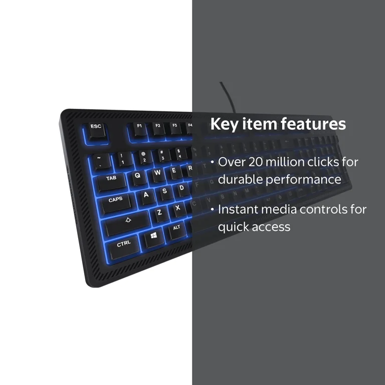 SteelSeries Apex 100 Gaming Keyboard - Tactile & Silent - Blue LED