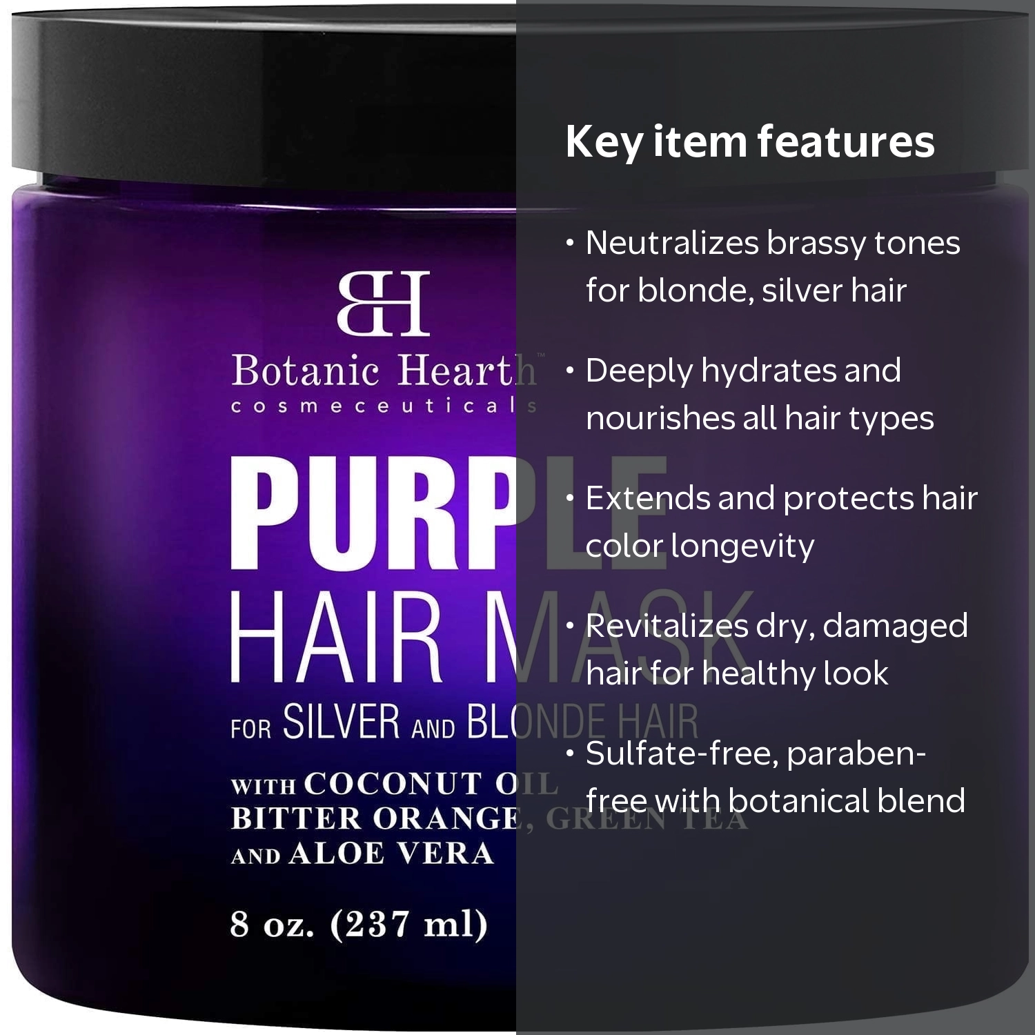 Botanic Hearth, Purple Hair Mask, 8 oz, Toning Hair Treatment