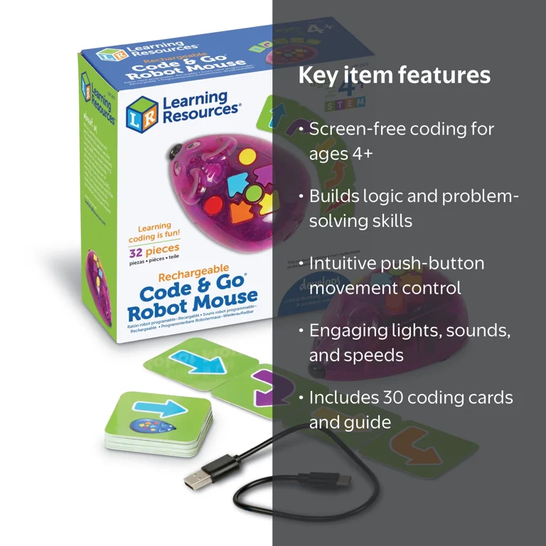 Learning Resources Rechargeable Code & Go Robot Mouse - STEM Toys