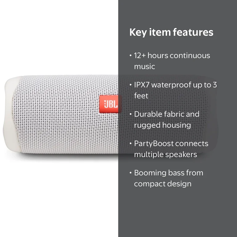 JBL, Flip 5 Portable Bluetooth Speaker, White, Open Box
