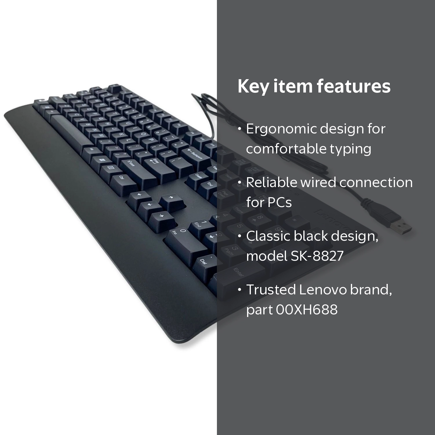 Lenovo Preferred Pro II Wired Keyboard, SK-8827, Black, USB