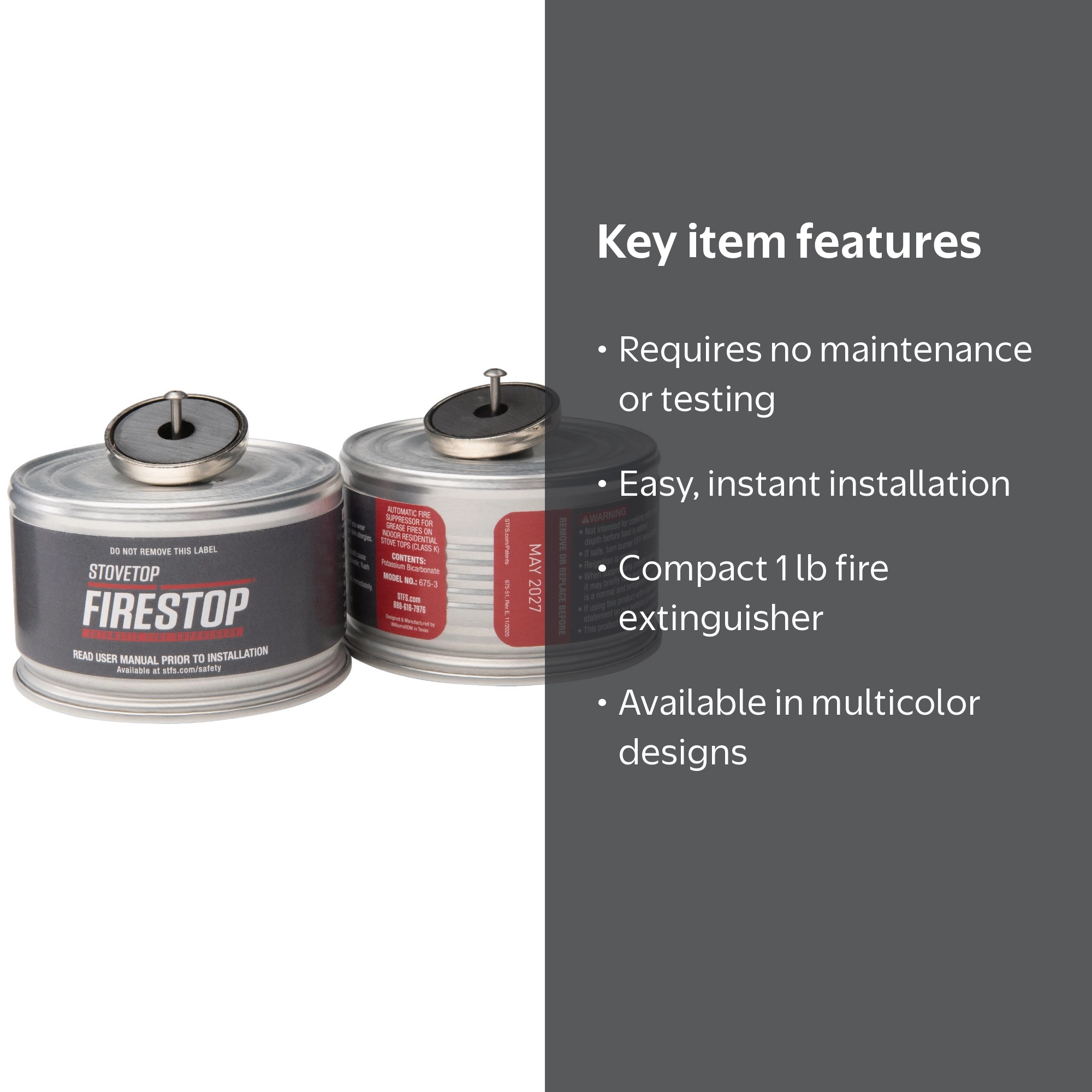 Stovetop Firestop 1 lbs Fire Extinguisher, Automatic Safety