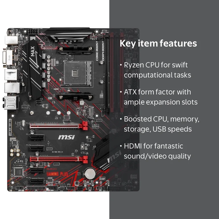 MSI B450 GAMING PLUS MAX, AM4 AMD B450 SATA 6Gb/s, ATX AMD Ryzen