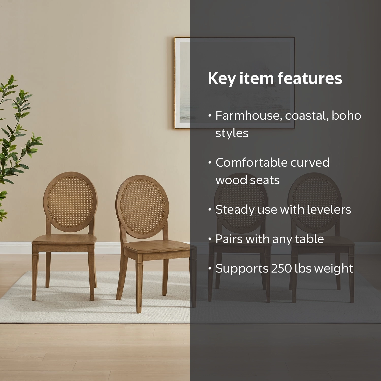 Crosley Furniture Katia 4-Piece Cane-Back Dining Chair Set in