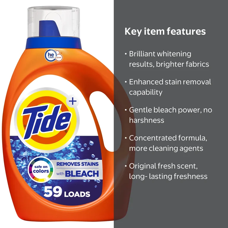 Tide Bleach Alternative Liquid Laundry Detergent, Original Scent