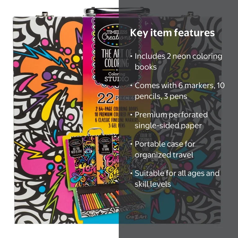 Cra-Z-Art Timeless Creations Neon Multicolor Art Drawing Set