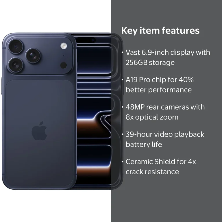AT&T iPhone 17 Pro Max 256GB Deep Blue - Walmart.com