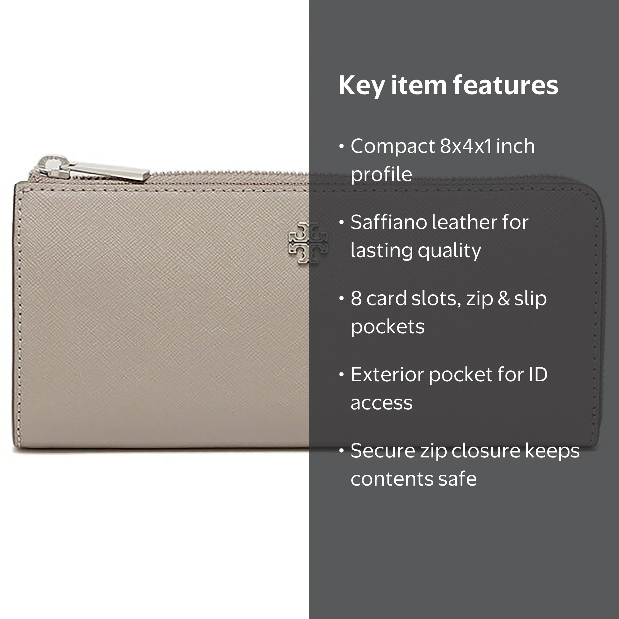 Tory Burch Emerson L-Zip Saffiano Leather Continental Wallet (Gray