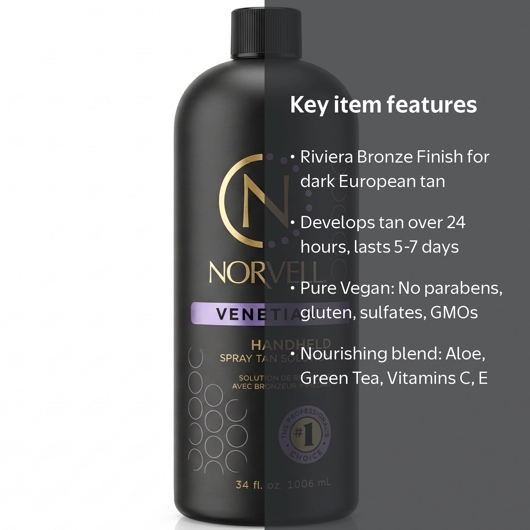 Norvell, Spray Tan Solution, Venetian, 1 liter, Natural Bronze