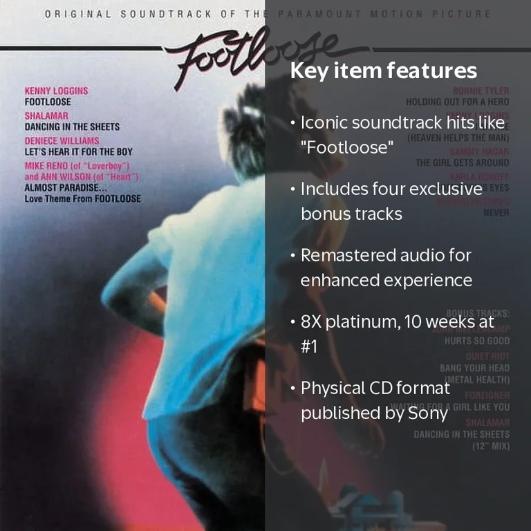 【昭和レトロ】映画 フットルース Footloose 缶バッジ Footloose, Soundtrack CD, Expanded Edition, 15th Anniversary