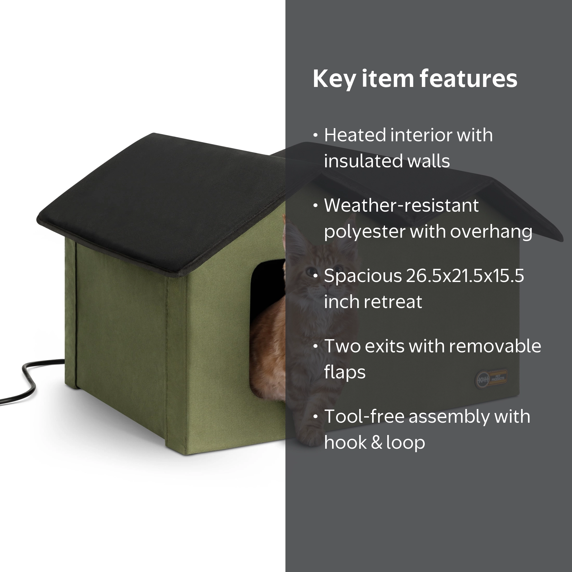 K&H Pet Products Outdoor Heated Kitty House 26.5x21.5x15.5 Extra