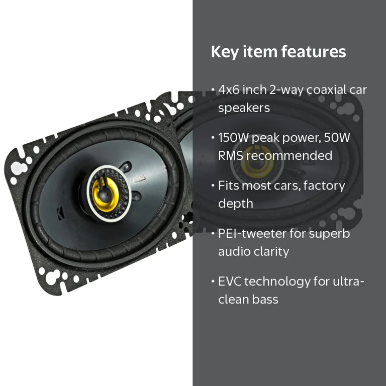 Kicker, Car Audio Speaker System, 4x6 Inch, 150 Watt, 4 Ohm