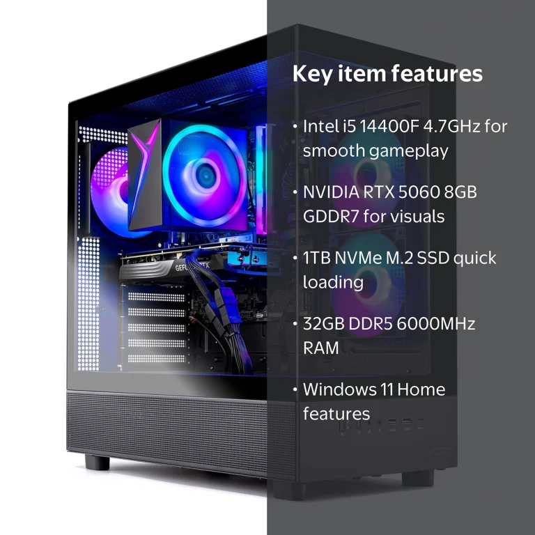 Skytech Gaming Azure 3 Gaming PC, Intel i5 14400F, NVIDIA RTX 5060