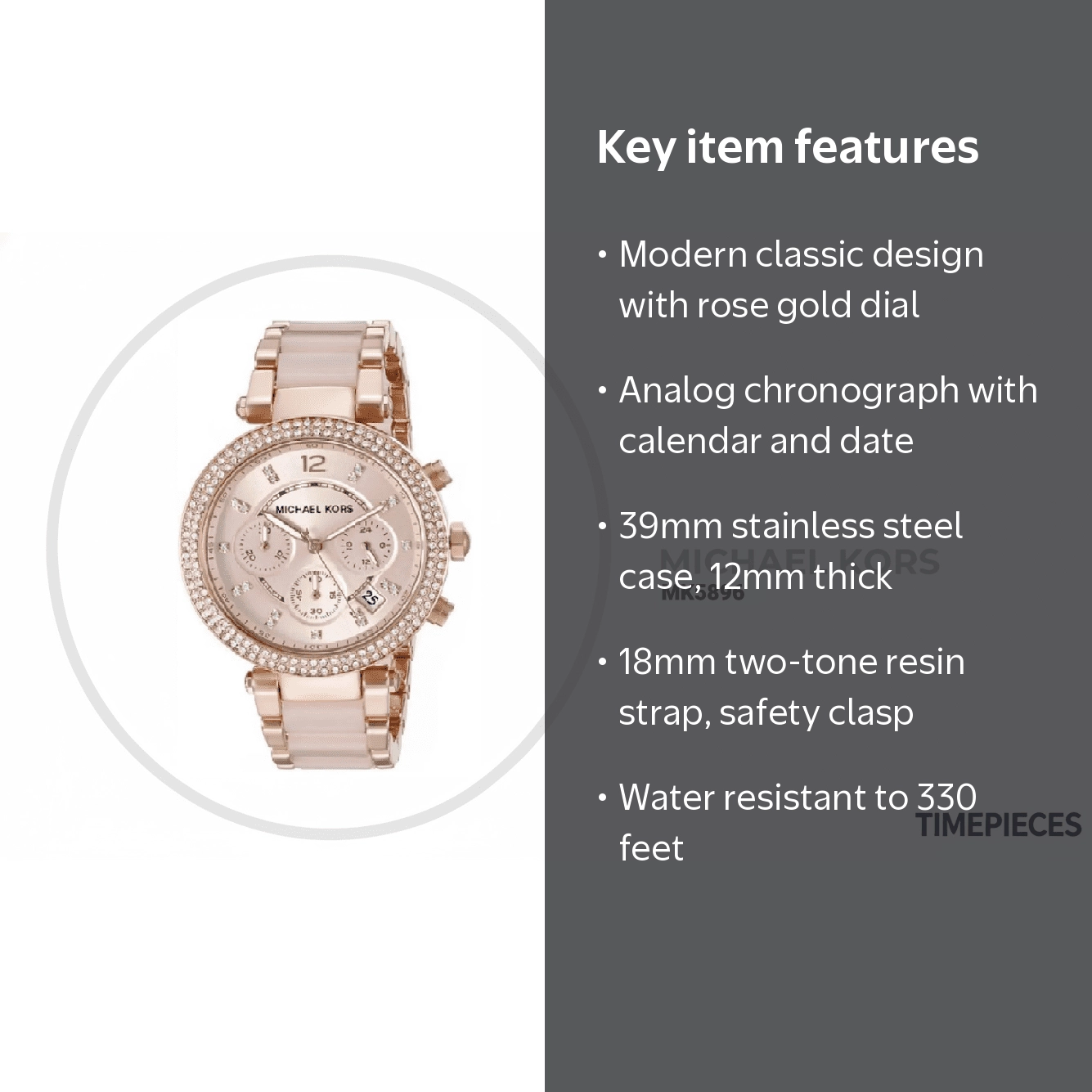 Michael Kors, Women's Parker Two-Tone Watch, rose gold stainless