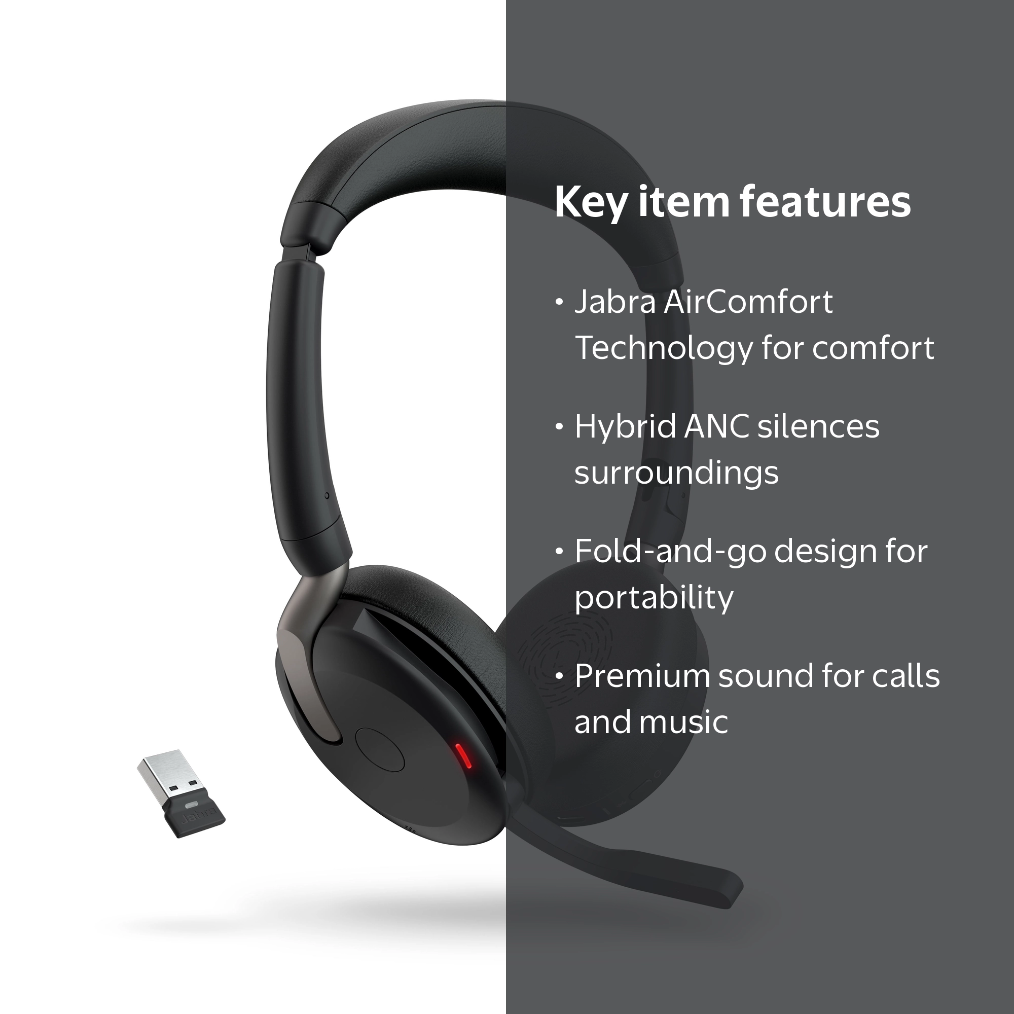 Jabra Evolve2 65 UC Headset - Wireless Bluetooth, 98.4 ft range