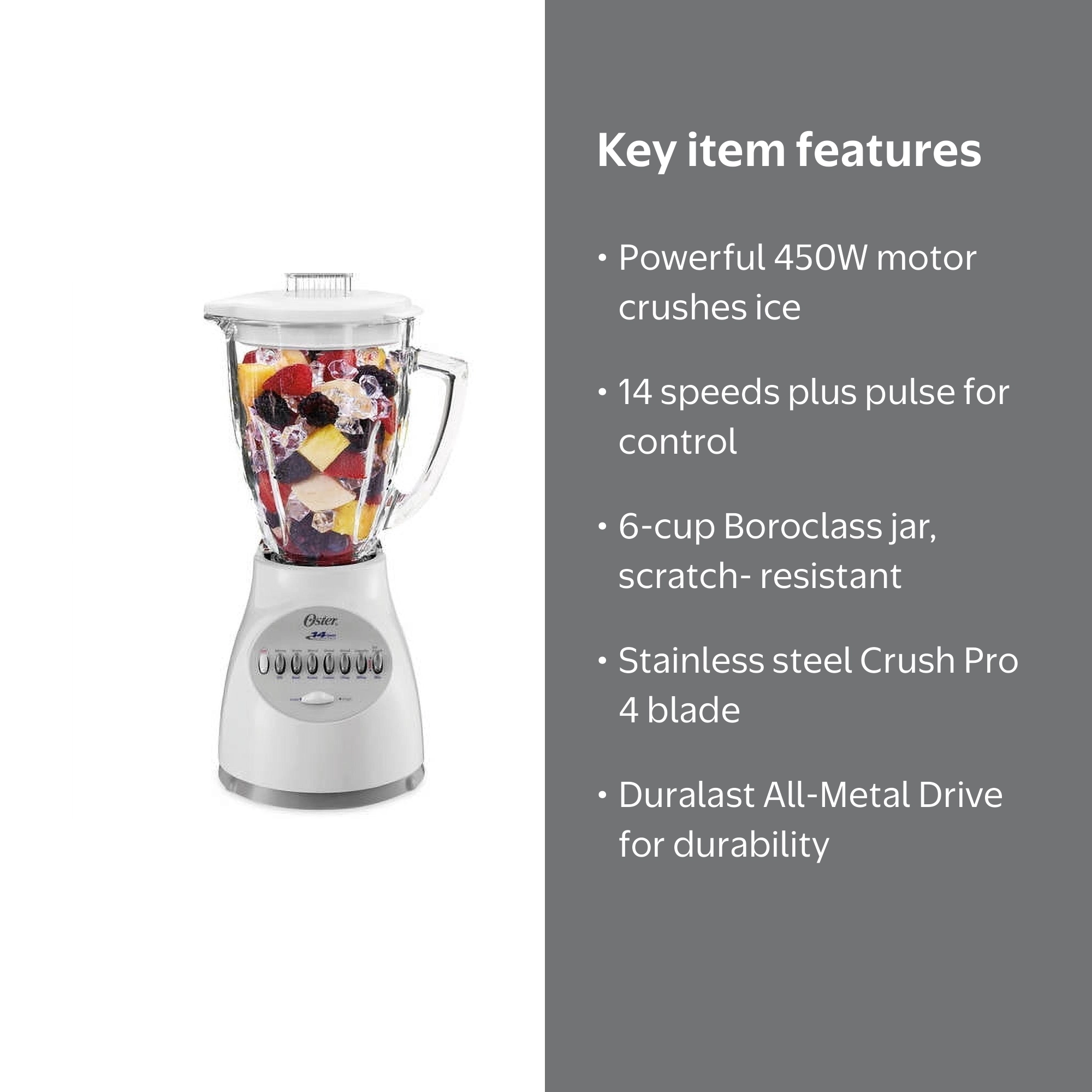Oster Accurate Blend 450 W 6-cup 14-Speed Blender, White - Walmart.com