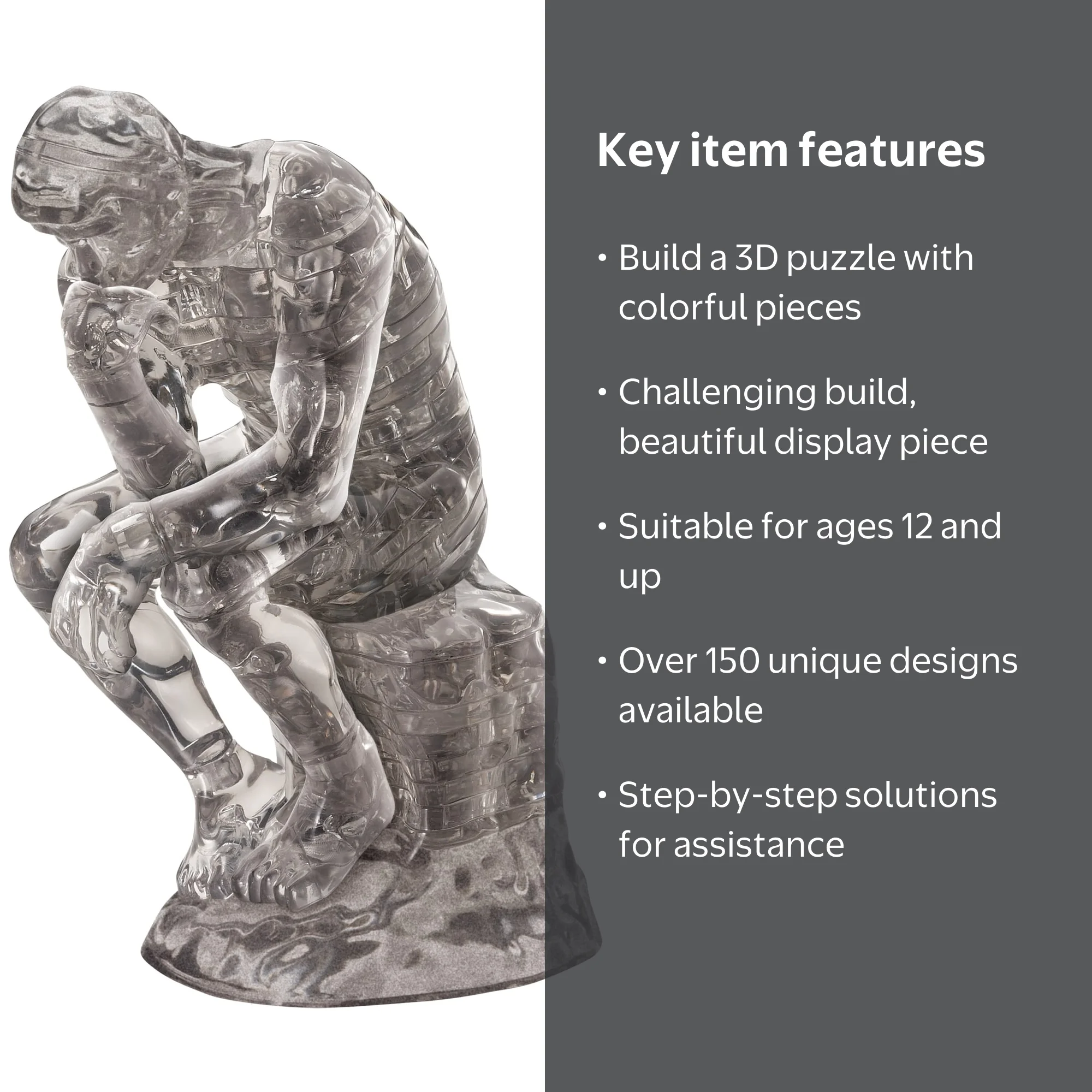 Thinker Original 3D Crystal Puzzle from BePuzzled, Ages 12 and Up