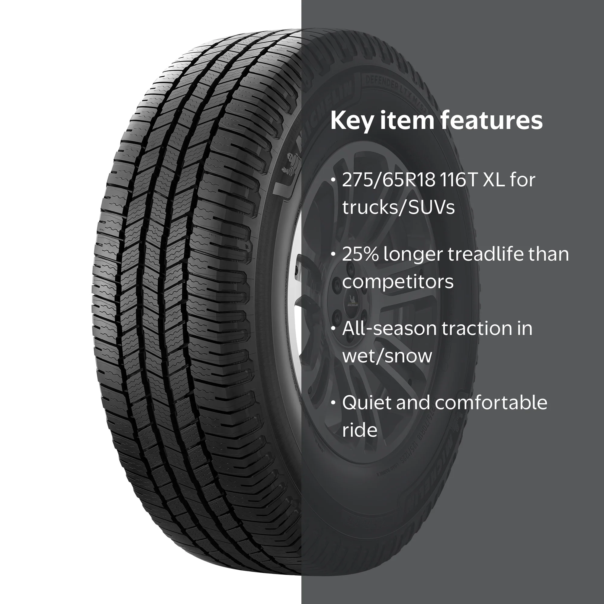 Michelin, Tire, 275/65R18 116T XL, All-Season Tread Mileage