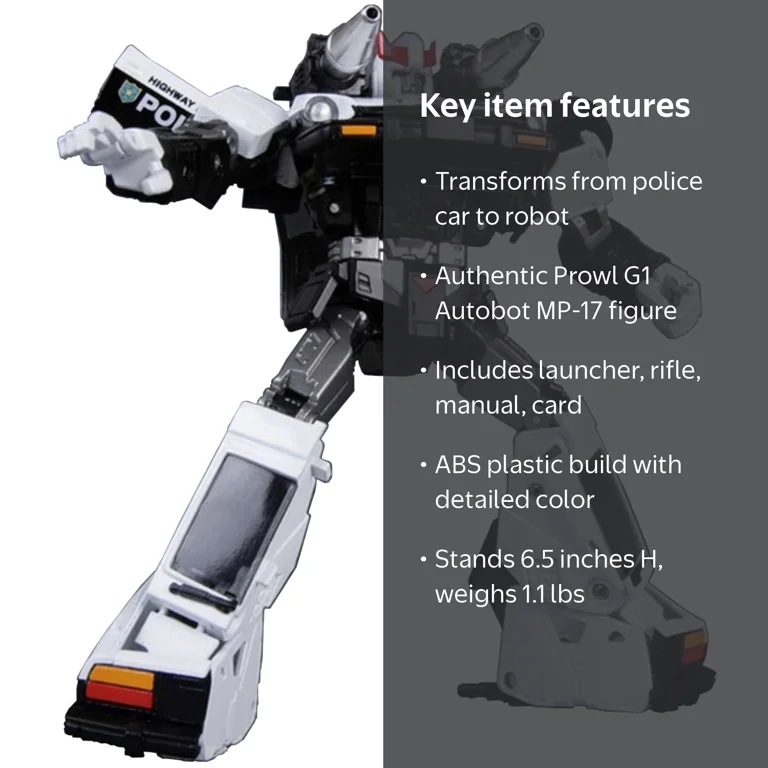 THFWJTOY, Transforming Masterpiece PROWL MP-17 Figure, Autobot