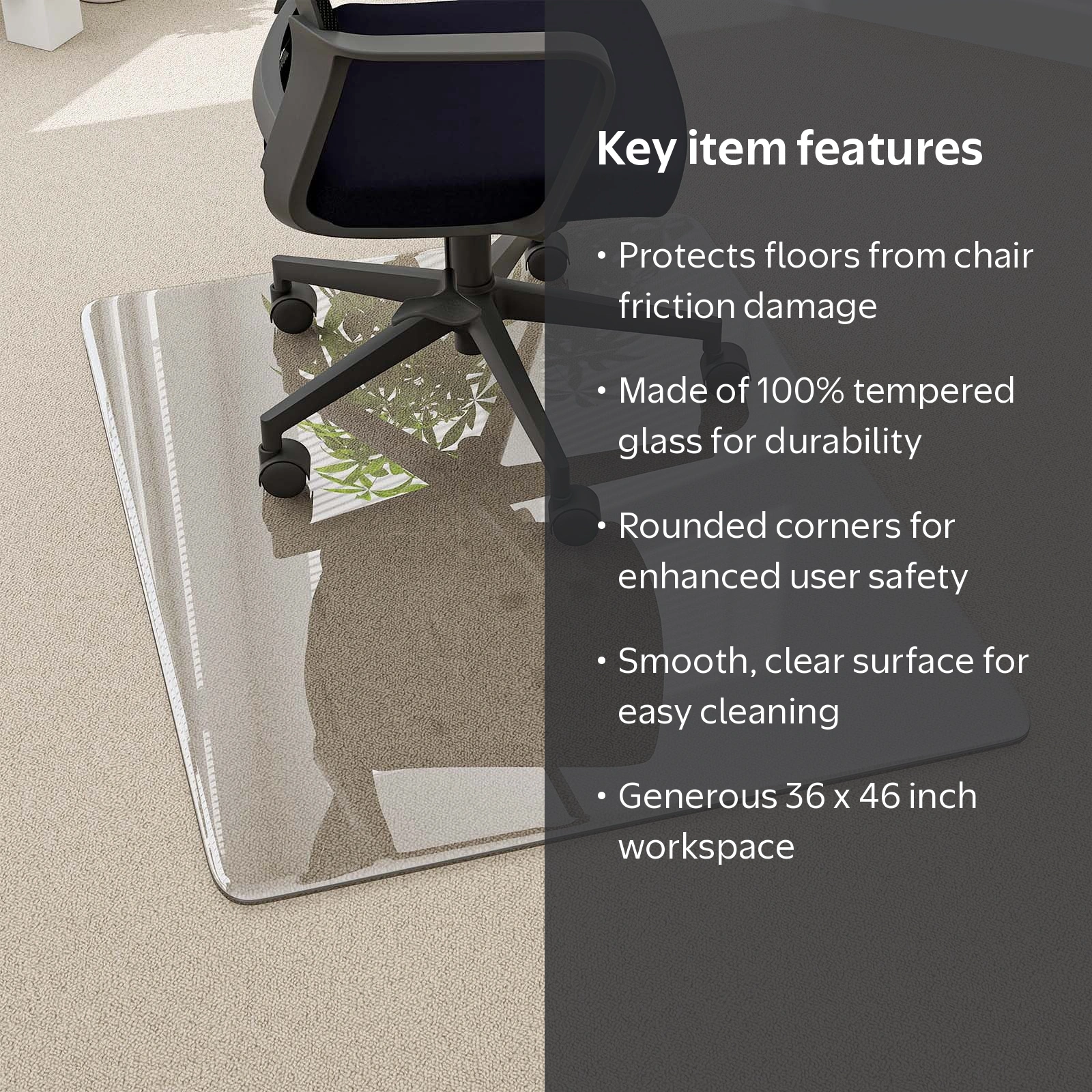 BEAUTYPEAK Tempered Glass Chair Protector, 36