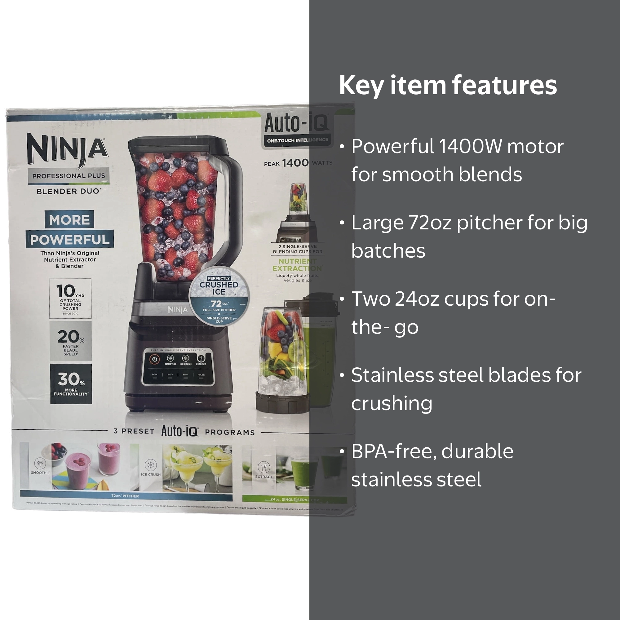 Ninja Professional Plus Blender DUO, Auto-iQ, 72oz Total Crushing