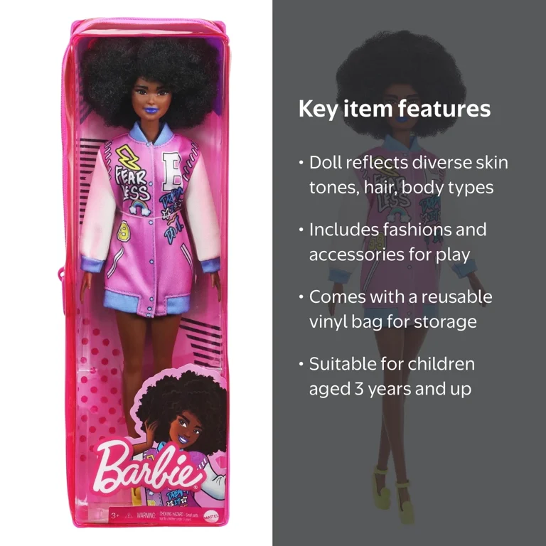 Barbie, Fashionistas Doll, #156, Brunette Afro with Blue Lips