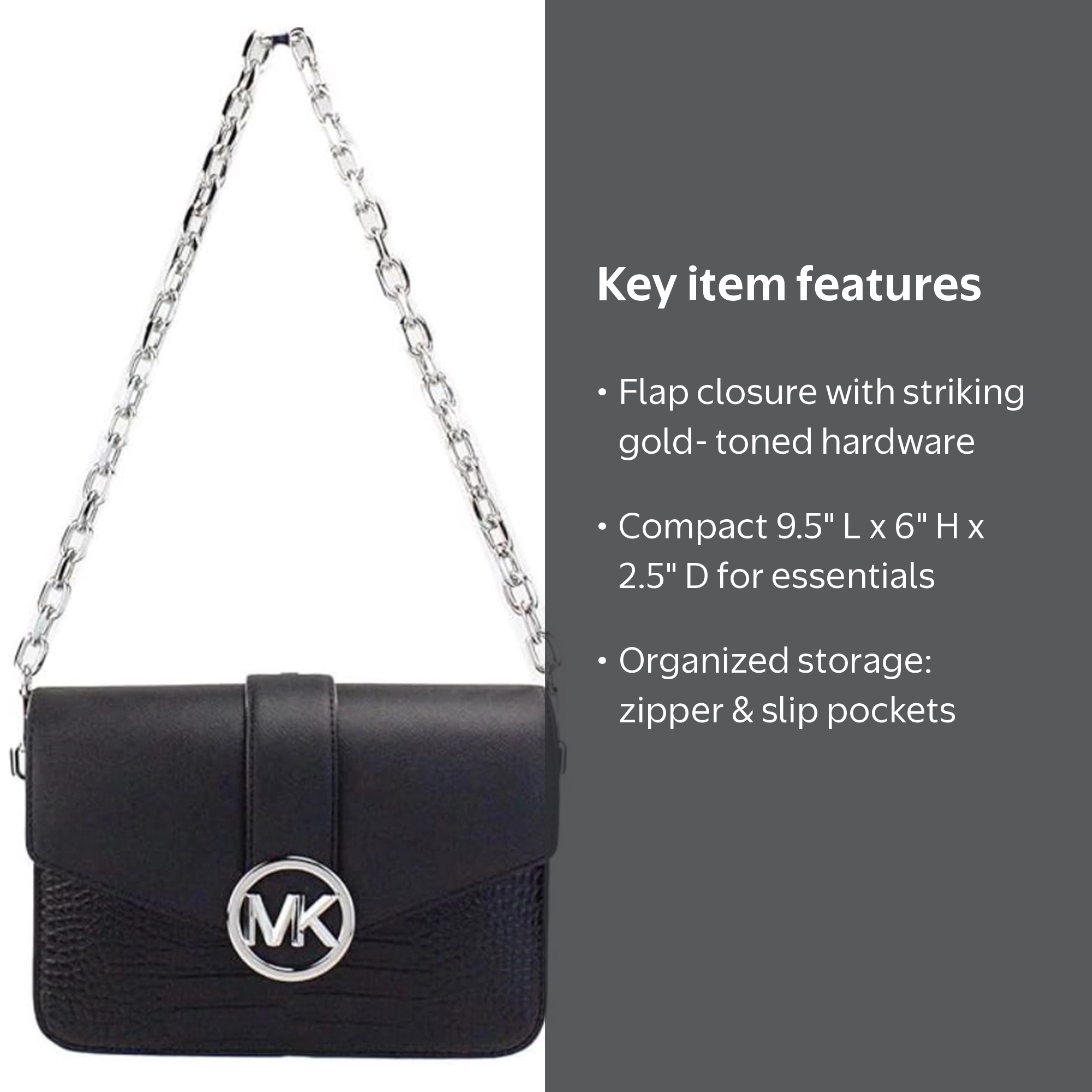 Michael Kors Womens Carmen Medium Crocodile Embossed Convertible