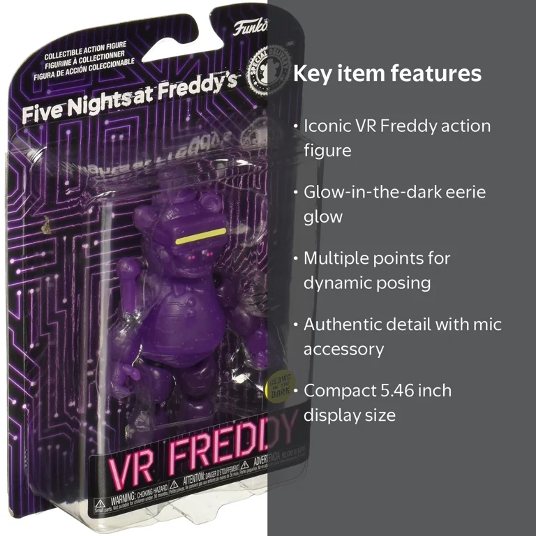 FNAF Collectible: Glow in The Dark VR Freddy Action Figure - Five
