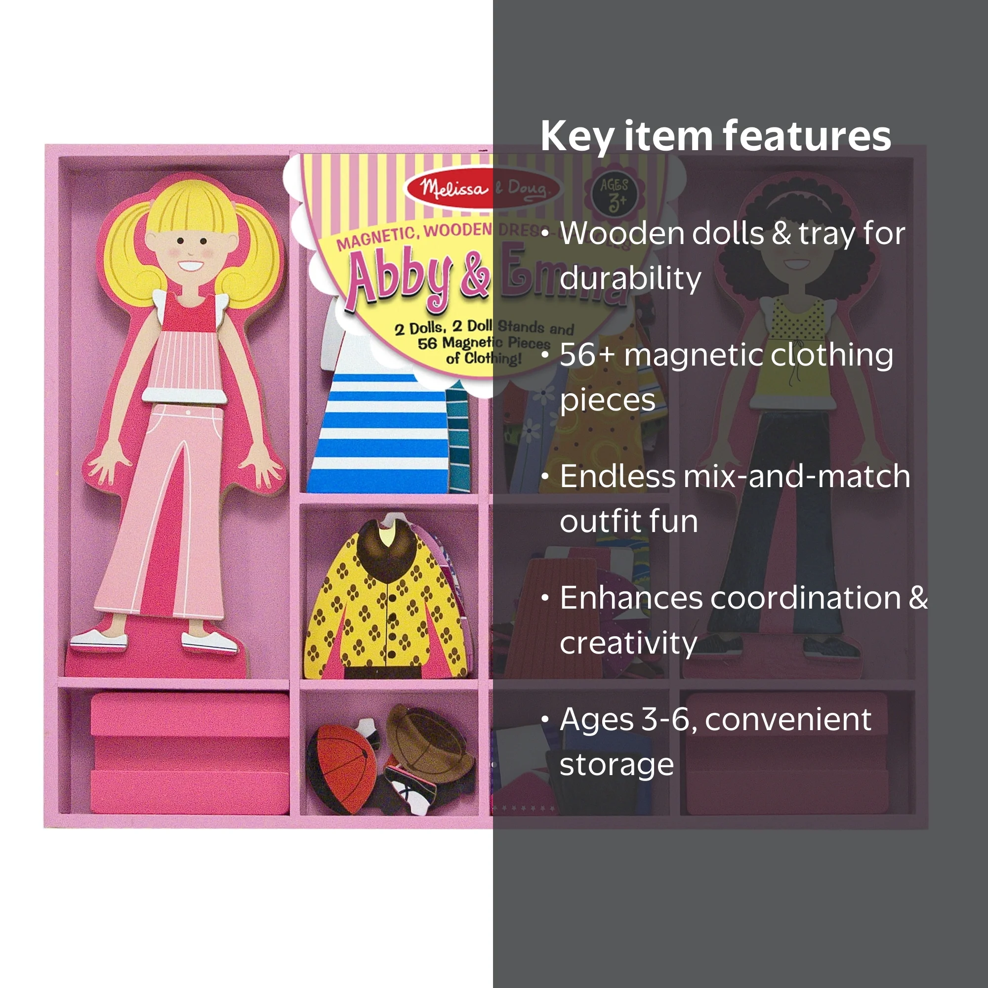 Melissa & Doug Abby & Emma Deluxe Magnetic Dress-Up Dolls with