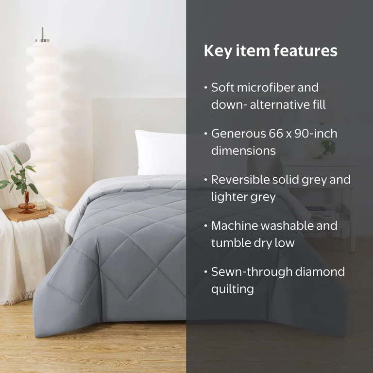 Mainstays Reversible Microfiber Comforter Grey Twin XL All-Season