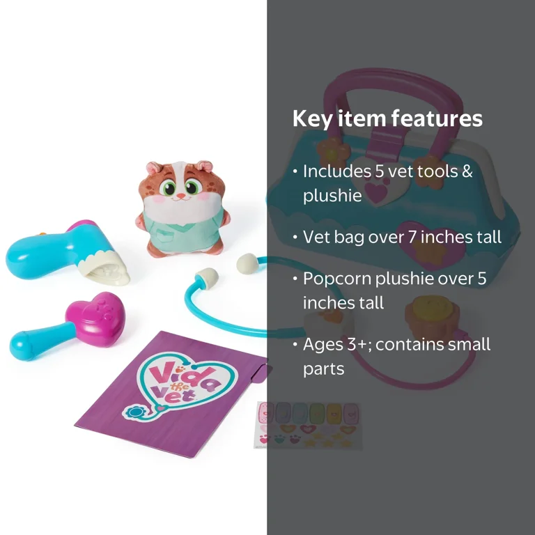 Vida the Vet, Vet's Bag with 5 Vet-play Accessories & 1 Popcorn