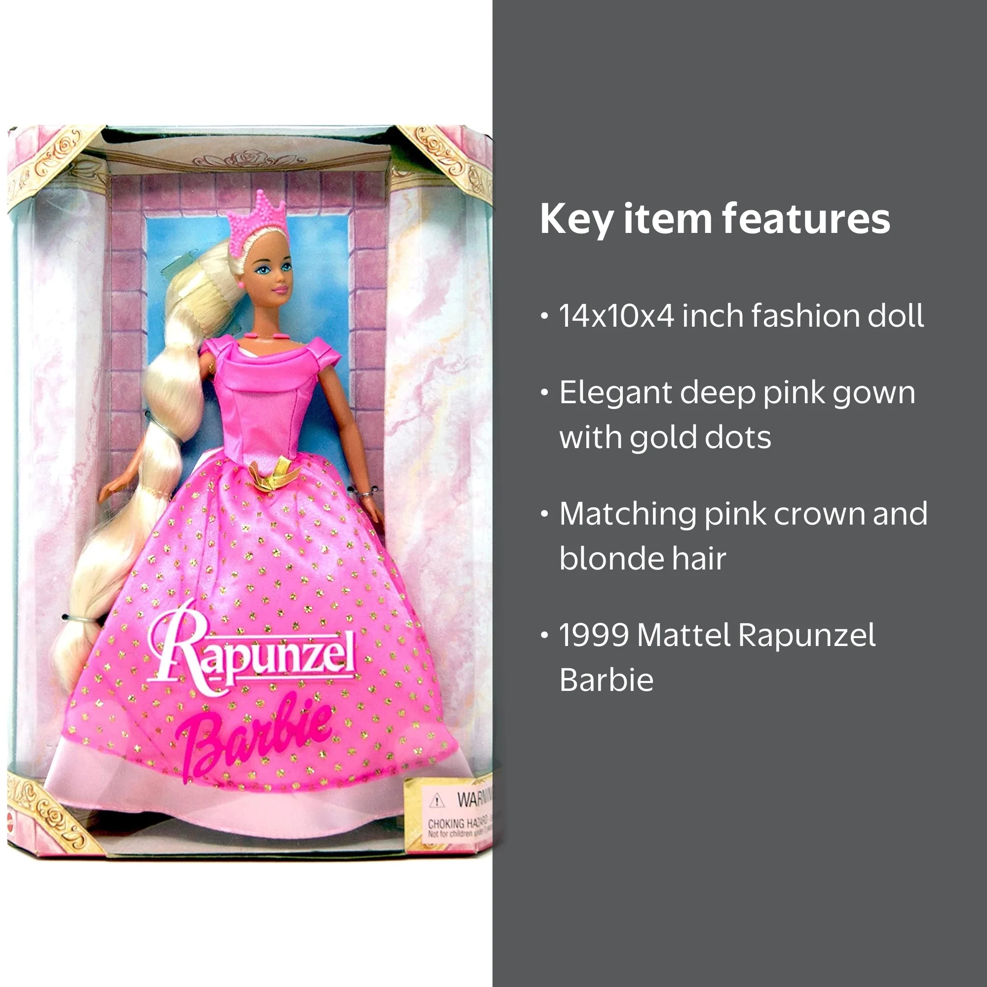 barbie rapunzel pink dress Barbie Rapunzel Doll in Pink and White Dress