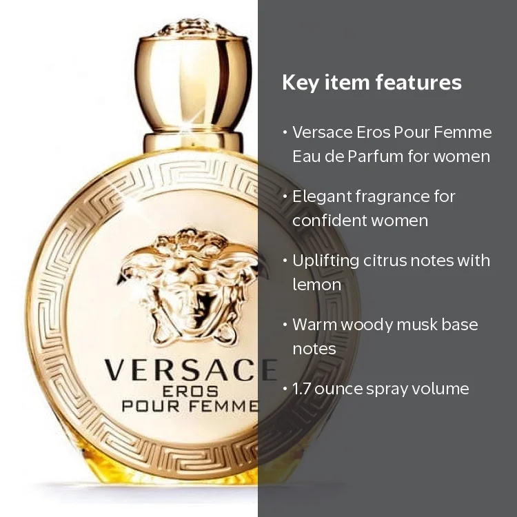VERSACE EROS POUR FEMME オードトワレ Versace, Perfume for Women, 1.7 oz EDP Spray, Eros Pour Femme