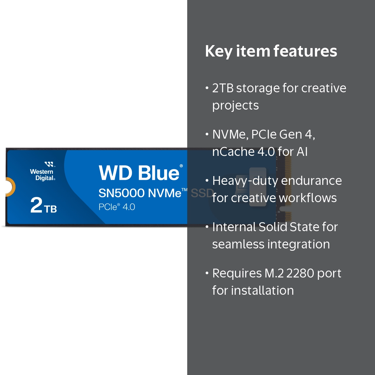 Western Digital 2TB WD Blue SN5000 NVMe SSD, Internal Solid State