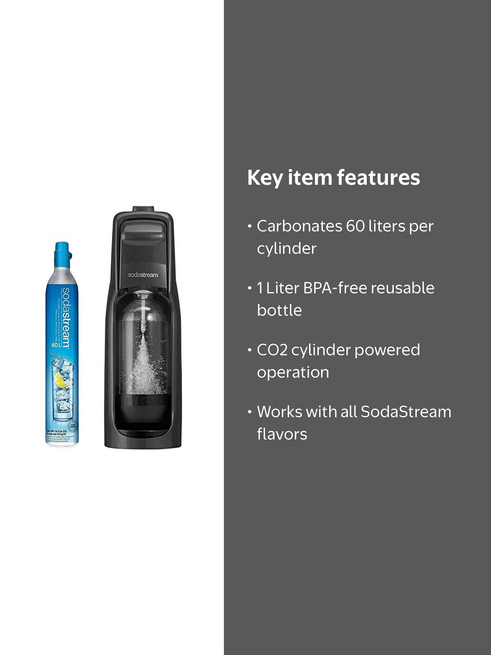 soda stream JET【炭酸メーカー】 SodaStream Jet Sparkling Water Maker, 60L CO2 Cylinder, 1L Bottle