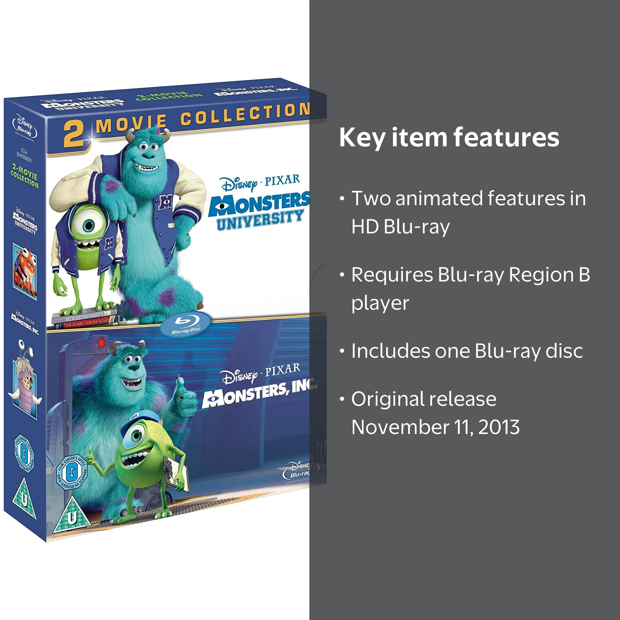 Disney Pixar Monsters University & Monsters, Inc. Sulley Movies