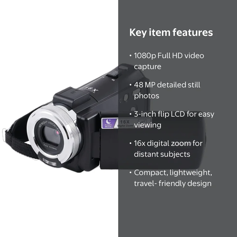 Vivitar PopCam 48MP Full HD 1080p Digital Camcorder with 3