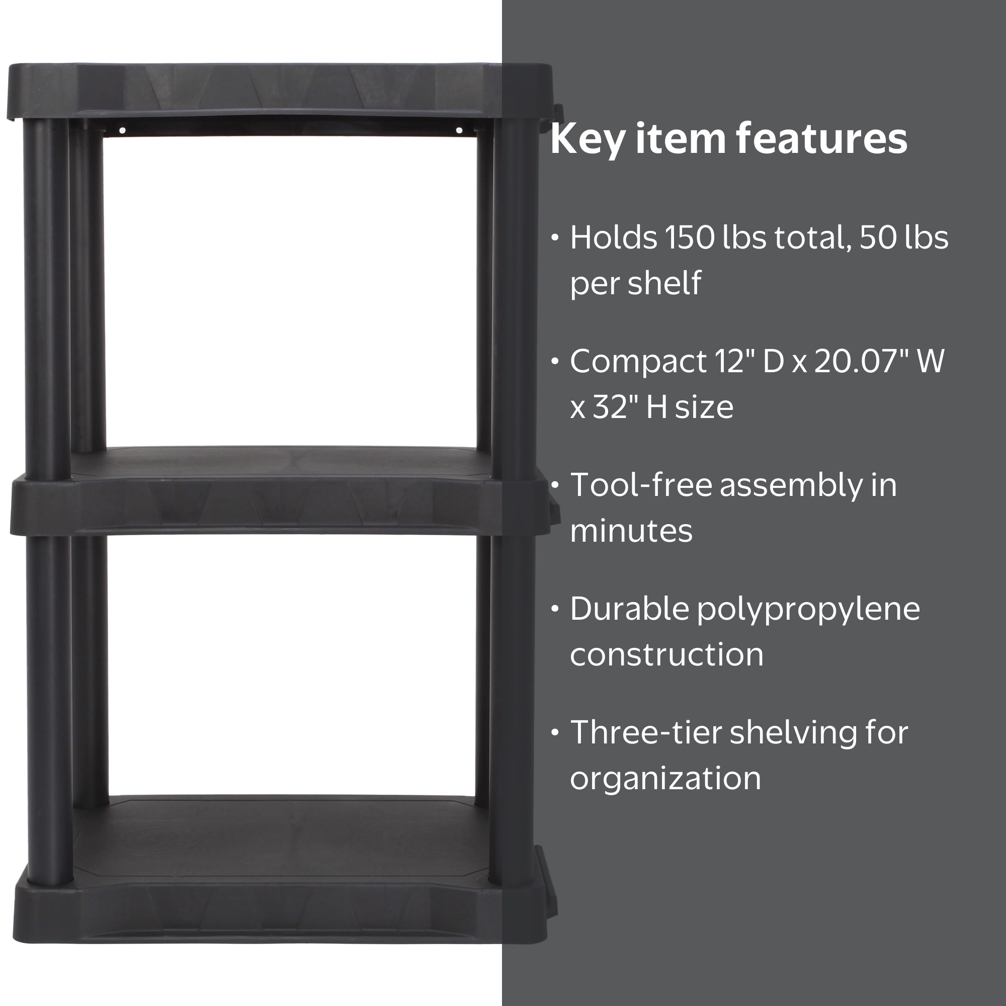 Hyper Tough 3 Shelf Plastic Shelving Unit 12