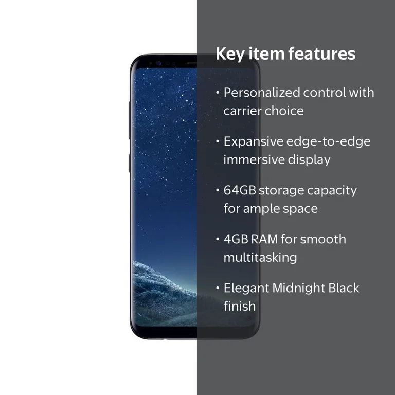 Samsung, Galaxy S8+ Smartphone, 64GB Unlocked, Midnight Black