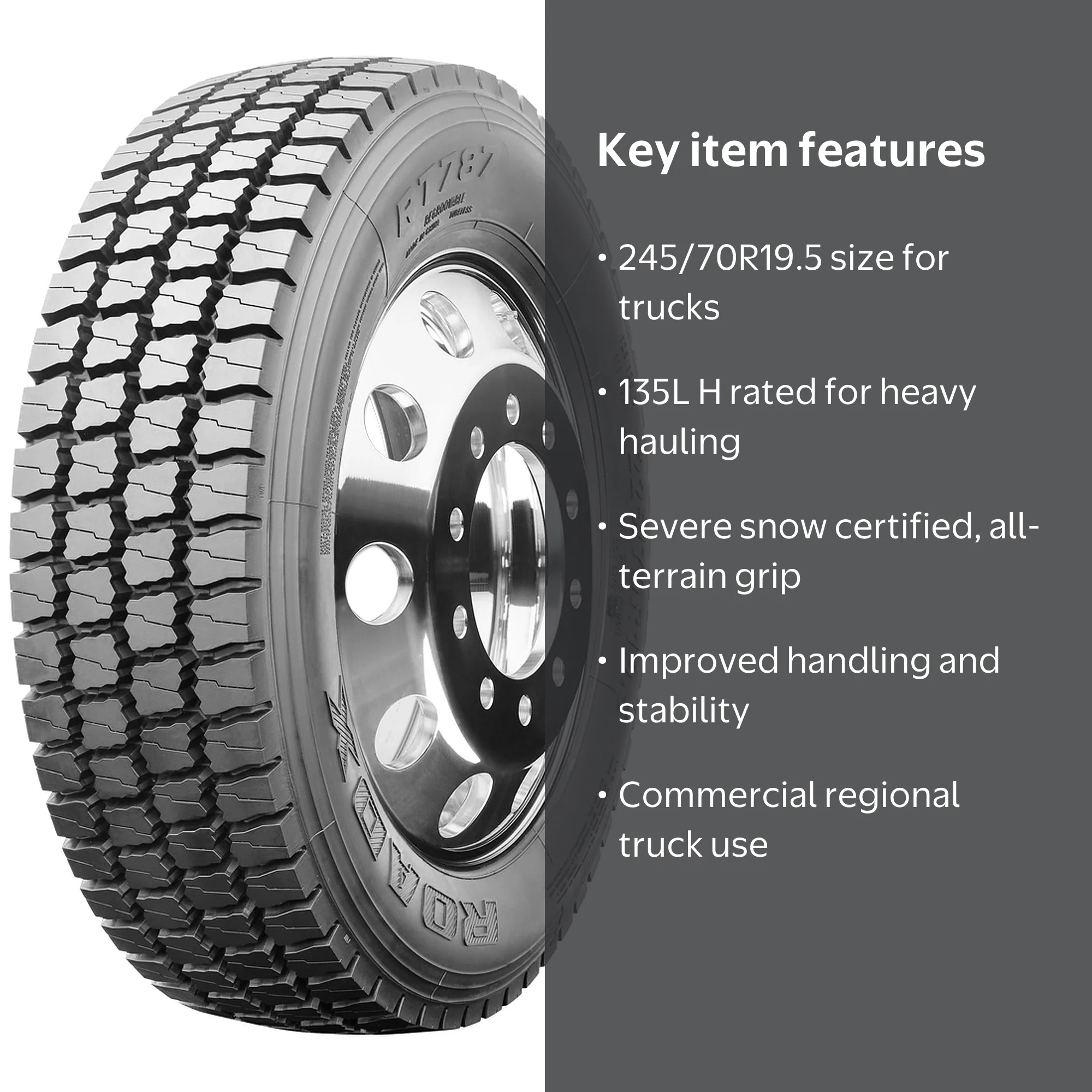 RoadX RT787 245/70R19.5 135L H Commercial Tire - Walmart.com