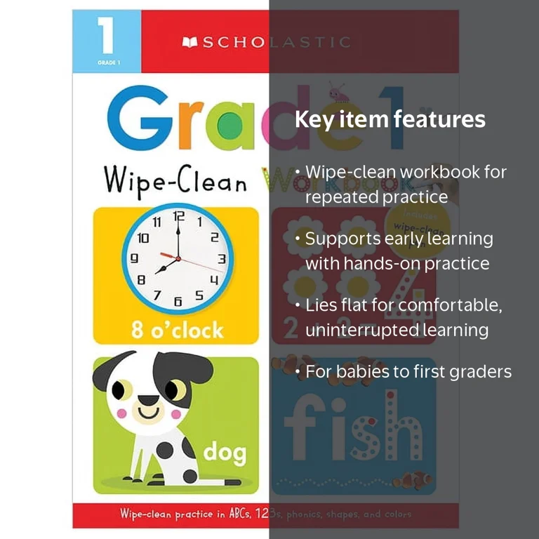 Scholastic, Wipe-Clean Workbook, Grade 1, supports early learning
