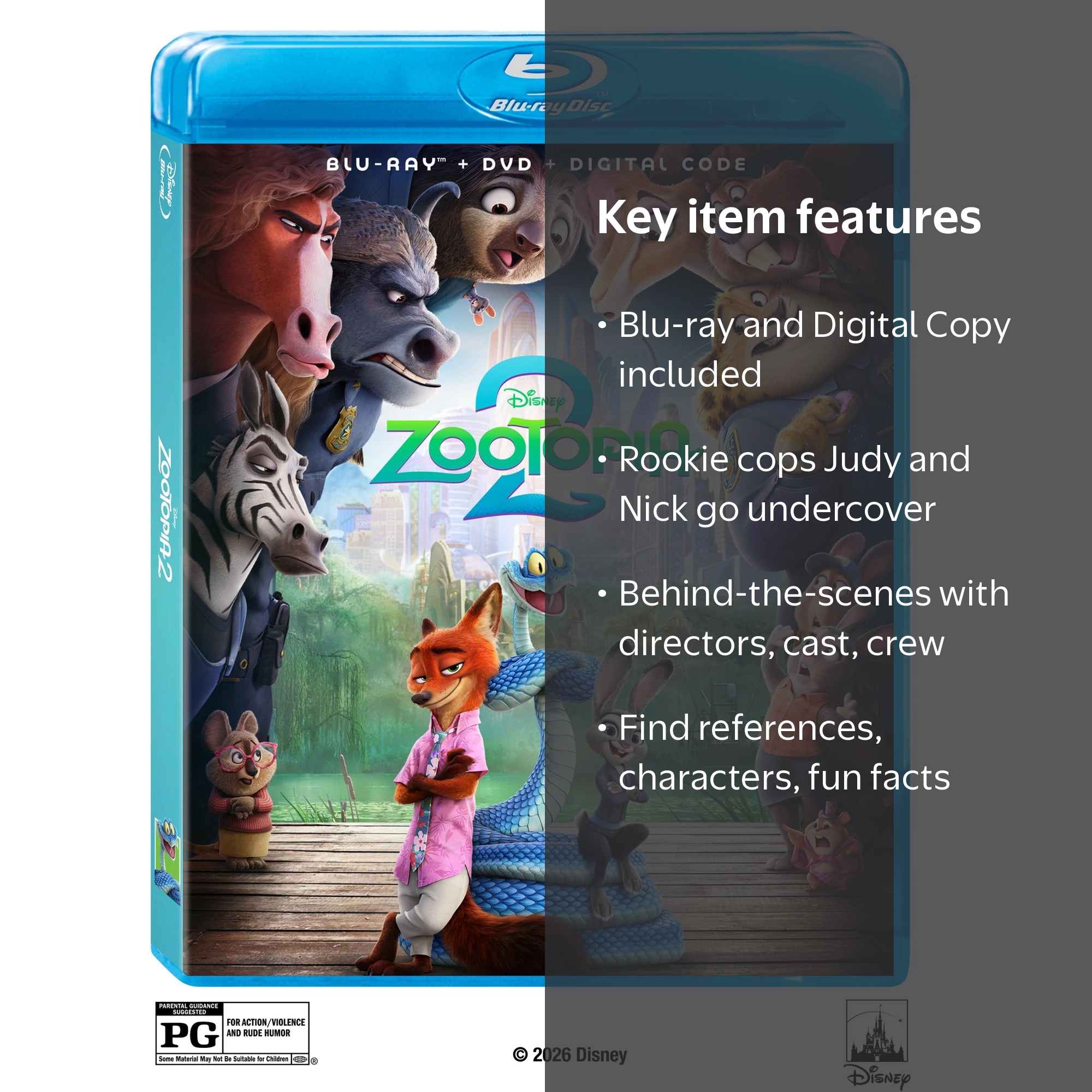 Disney, Zootopia 2 Blu-ray Digital Copy, Adventure Animated Comedy