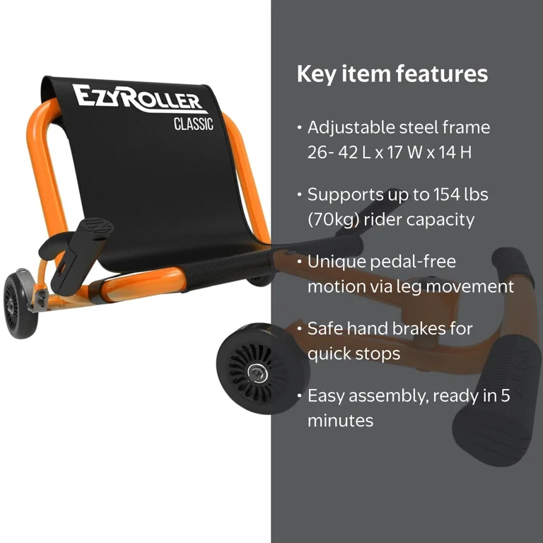 EzyRoller, Ride-On Scooter, Classic GoMango Orange, Extendable