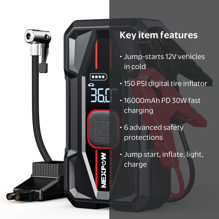 Nexpow 3000A Jump Starter, Portable Battery Jumper with Air