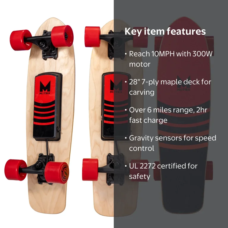 M8TRX EB100 Electric Skateboard, Gravity Sensor Riding, 300 Watt