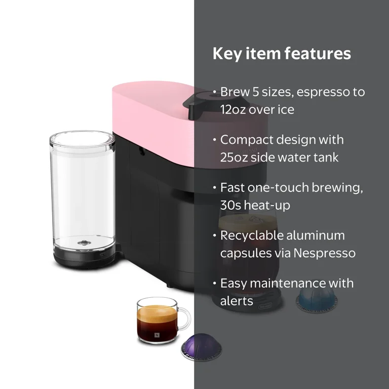 Nespresso, Vertuo Pop+ Coffee and Espresso Maker, Candy Pink
